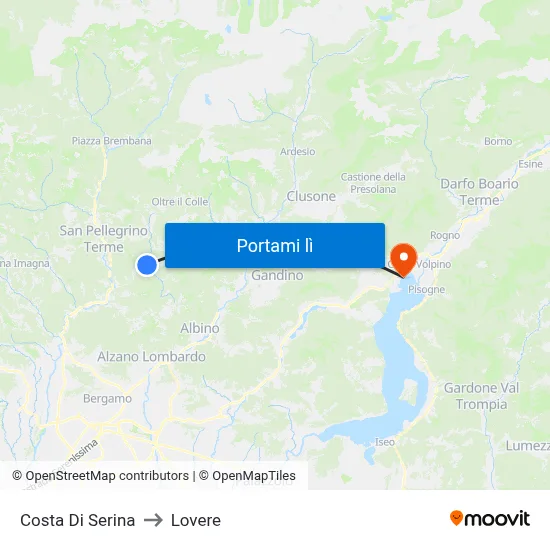 Costa Di Serina to Lovere map