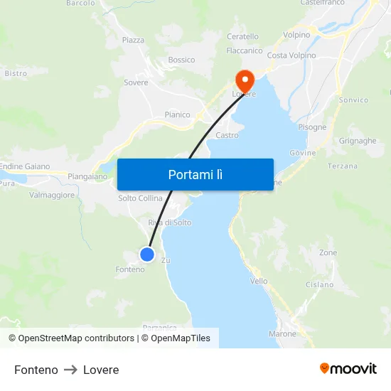 Fonteno to Lovere map