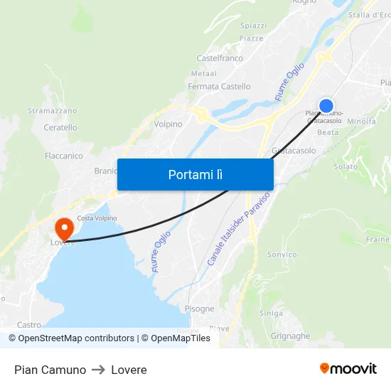Pian Camuno to Lovere map