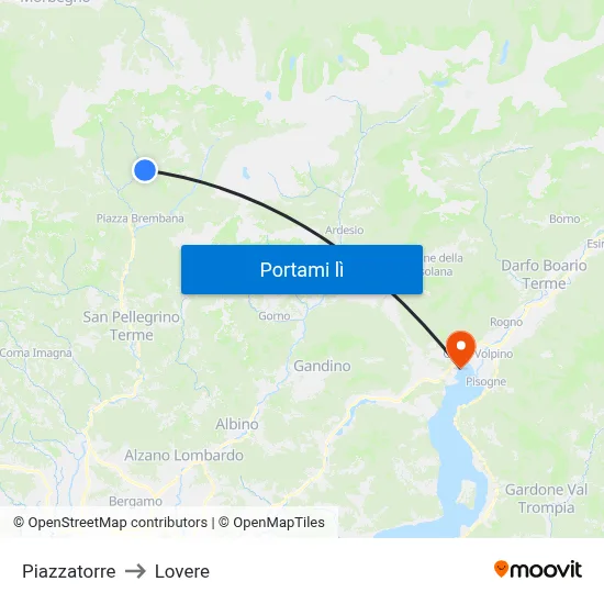 Piazzatorre to Lovere map