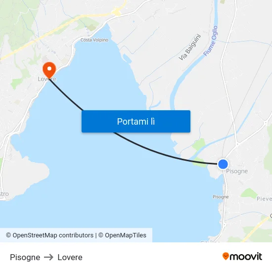 Pisogne to Lovere map