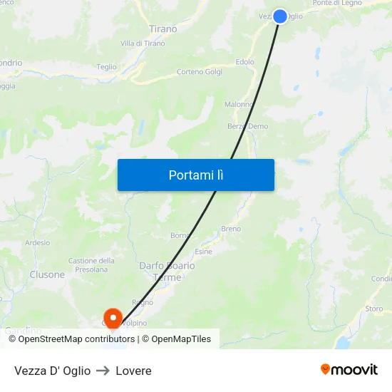 Vezza D' Oglio to Lovere map