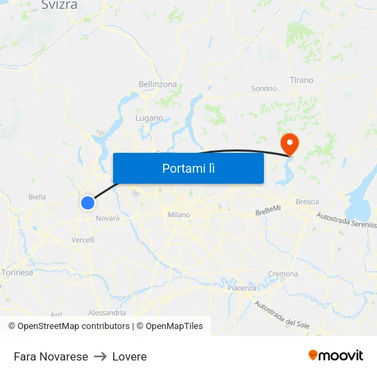 Fara Novarese to Lovere map