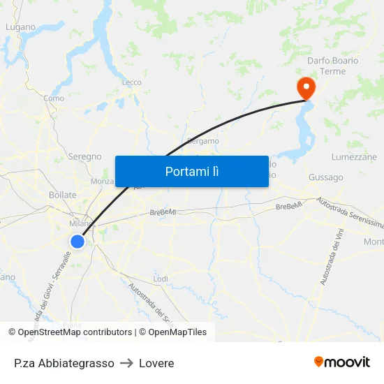 P.za Abbiategrasso to Lovere map