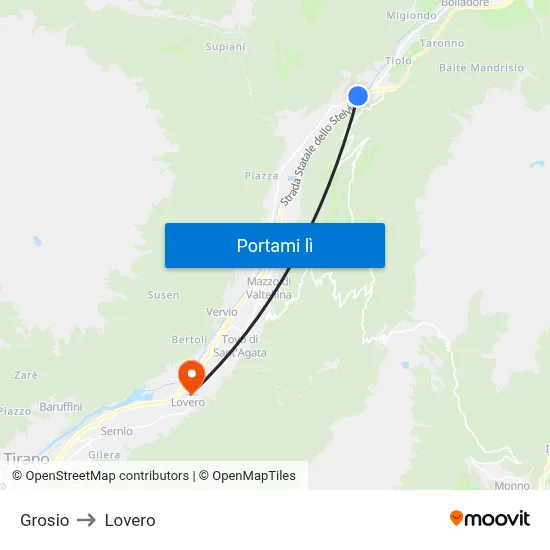 Grosio to Lovero map