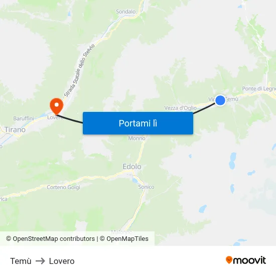 Temù to Lovero map
