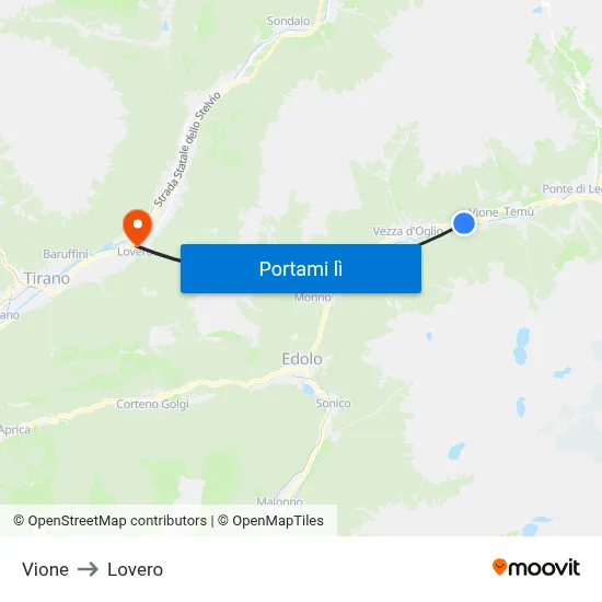 Vione to Lovero map
