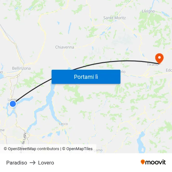 Paradiso to Lovero map