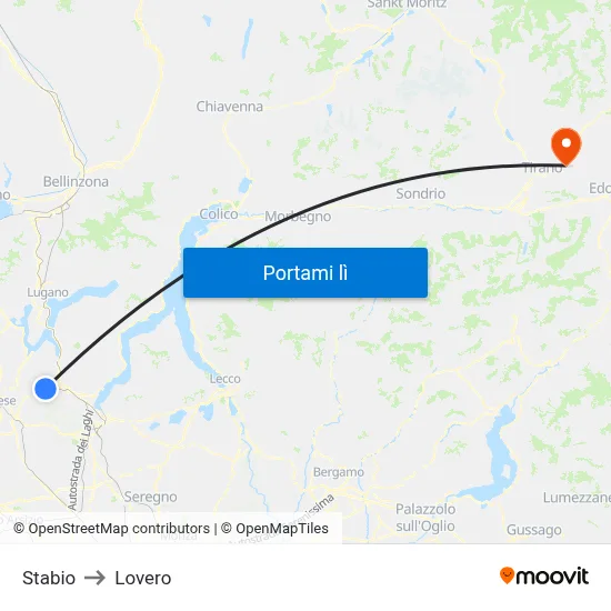 Stabio to Lovero map