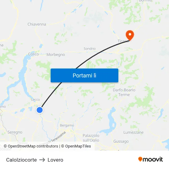 Calolziocorte to Lovero map