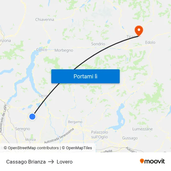Cassago Brianza to Lovero map