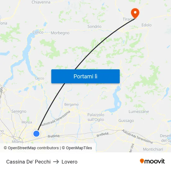 Cassina De' Pecchi to Lovero map
