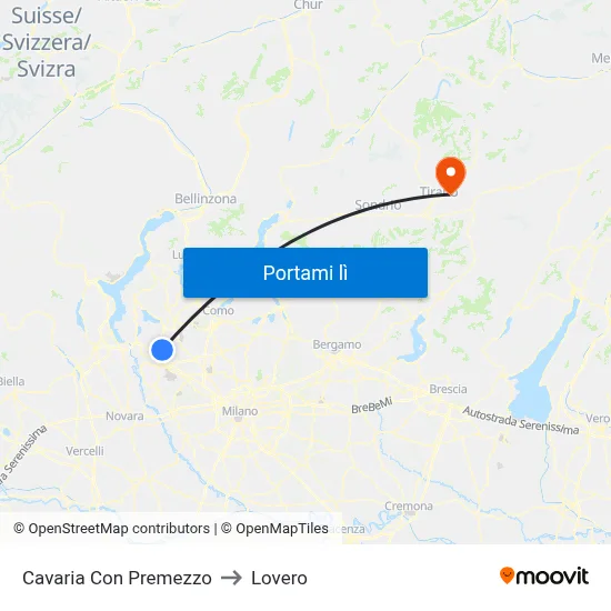 Cavaria Con Premezzo to Lovero map