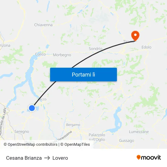 Cesana Brianza to Lovero map