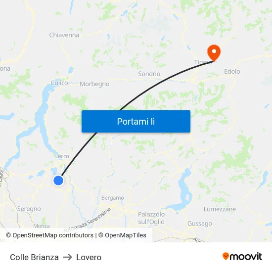 Colle Brianza to Lovero map