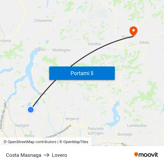 Costa Masnaga to Lovero map