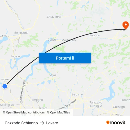 Gazzada Schianno to Lovero map