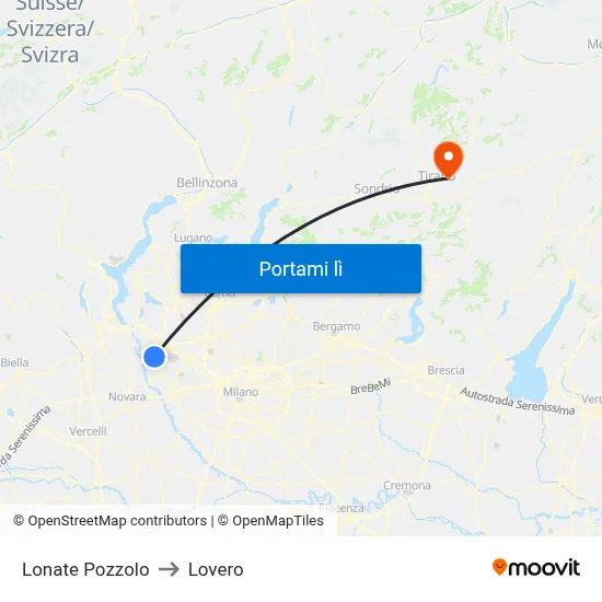Lonate Pozzolo to Lovero map