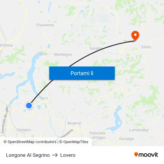 Longone Al Segrino to Lovero map