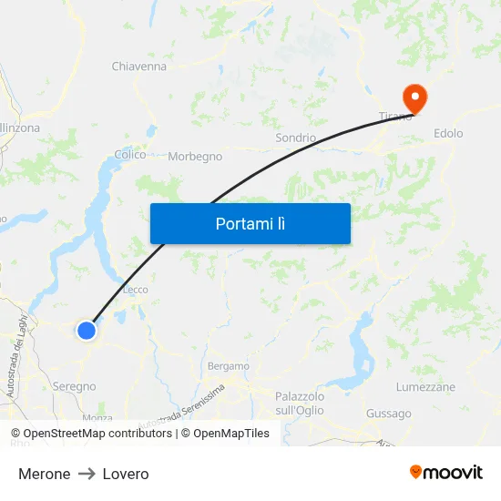 Merone to Lovero map