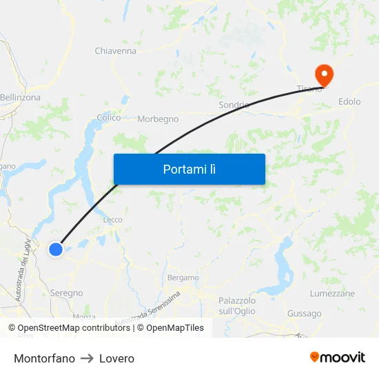 Montorfano to Lovero map