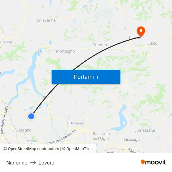 Nibionno to Lovero map