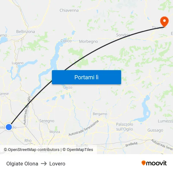 Olgiate Olona to Lovero map