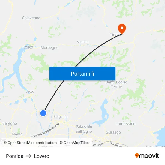 Pontida to Lovero map