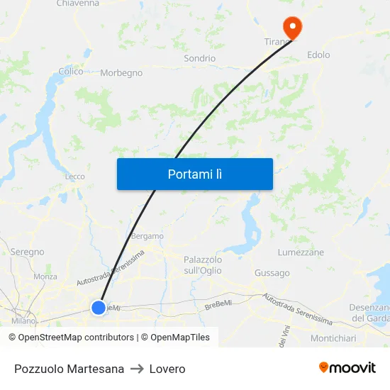 Pozzuolo Martesana to Lovero map
