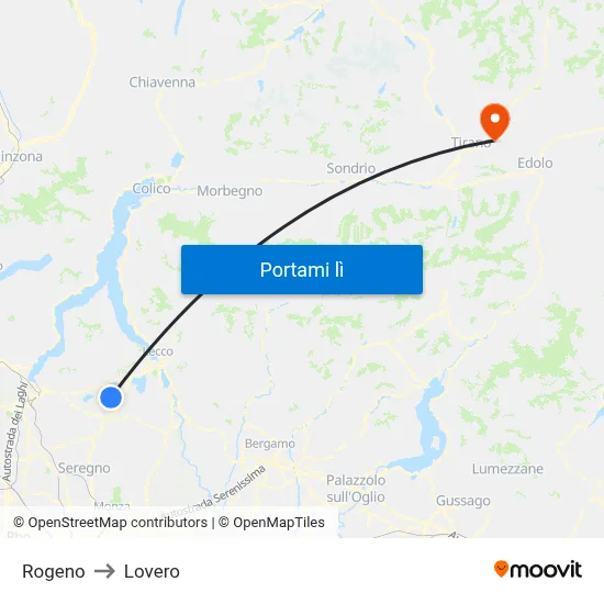 Rogeno to Lovero map