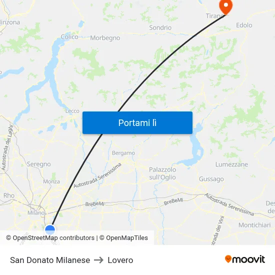 San Donato Milanese to Lovero map