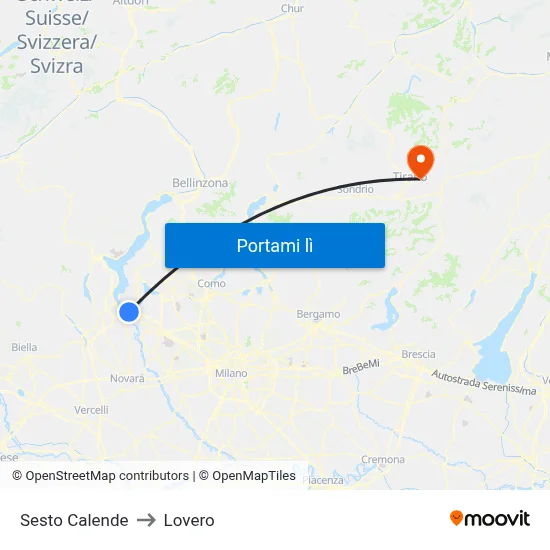 Sesto Calende to Lovero map