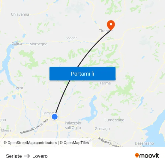 Seriate to Lovero map