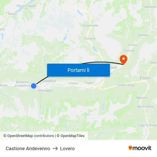 Castione Andevenno to Lovero map