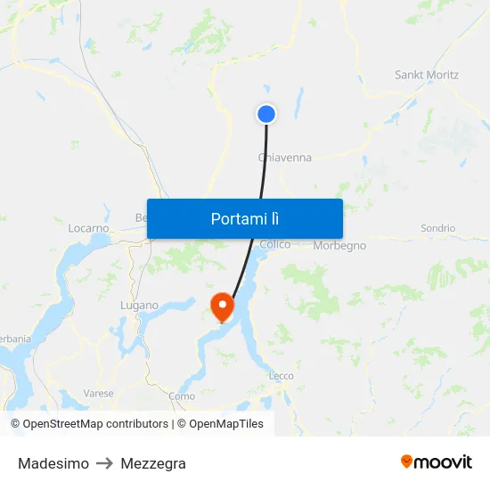 Madesimo to Mezzegra map