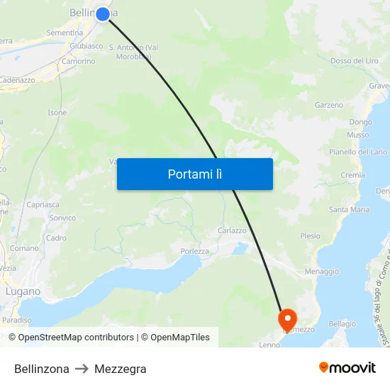 Bellinzona to Mezzegra map