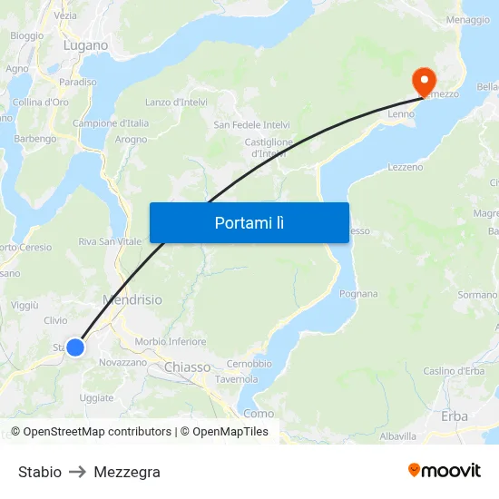 Stabio to Mezzegra map