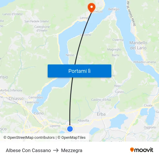 Albese Con Cassano to Mezzegra map