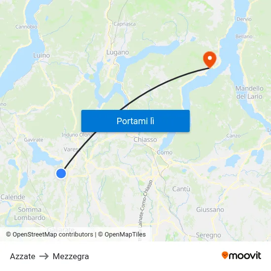 Azzate to Mezzegra map