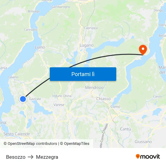 Besozzo to Mezzegra map