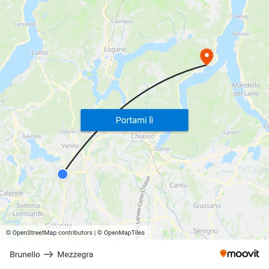 Brunello to Mezzegra map