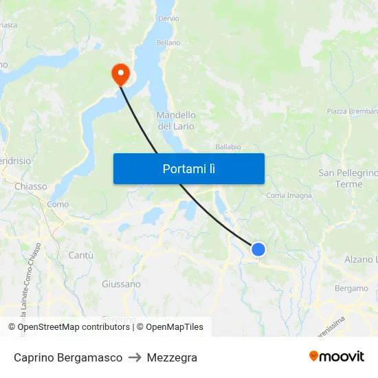 Caprino Bergamasco to Mezzegra map