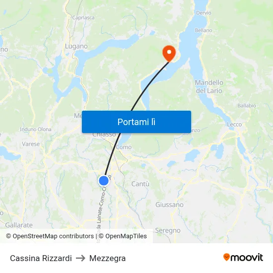 Cassina Rizzardi to Mezzegra map