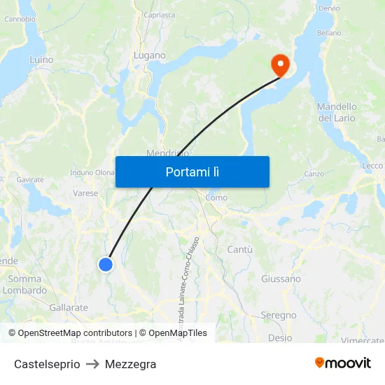 Castelseprio to Mezzegra map