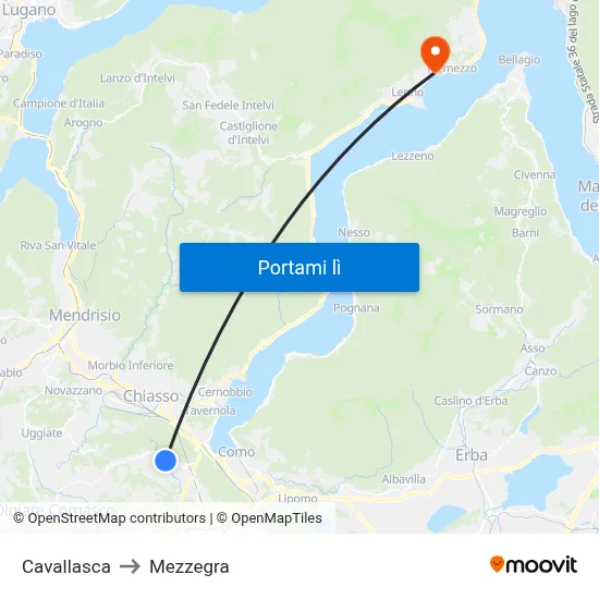 Cavallasca to Mezzegra map