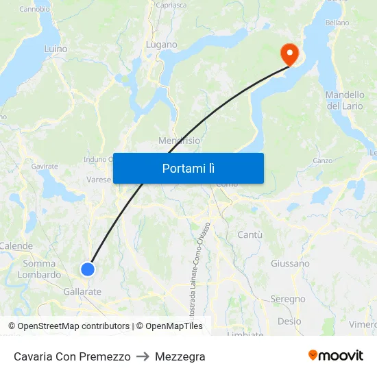 Cavaria Con Premezzo to Mezzegra map