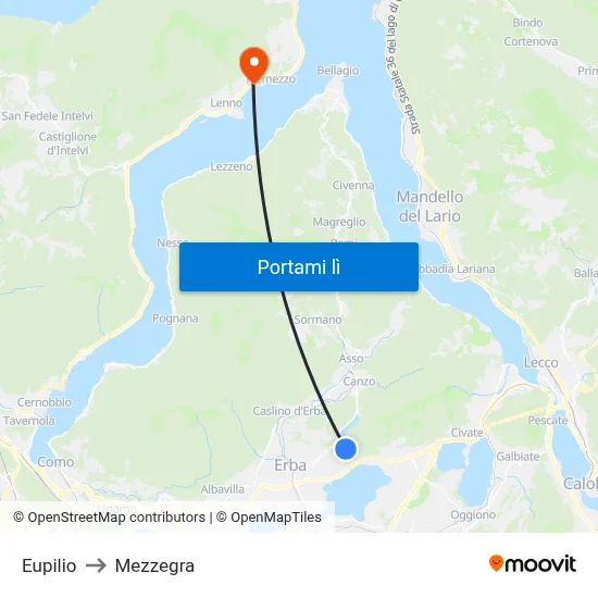 Eupilio to Mezzegra map