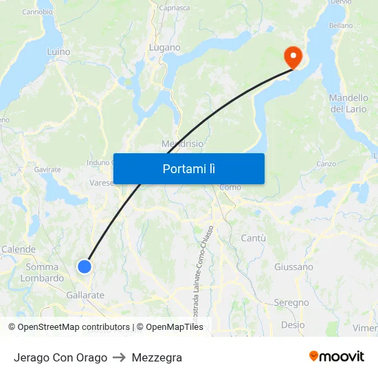 Jerago Con Orago to Mezzegra map