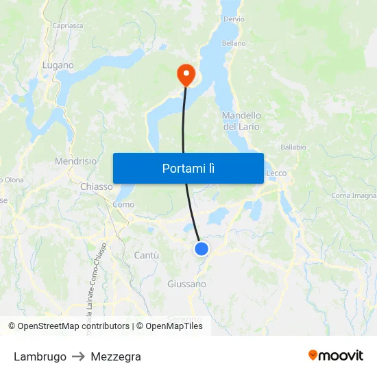 Lambrugo to Mezzegra map