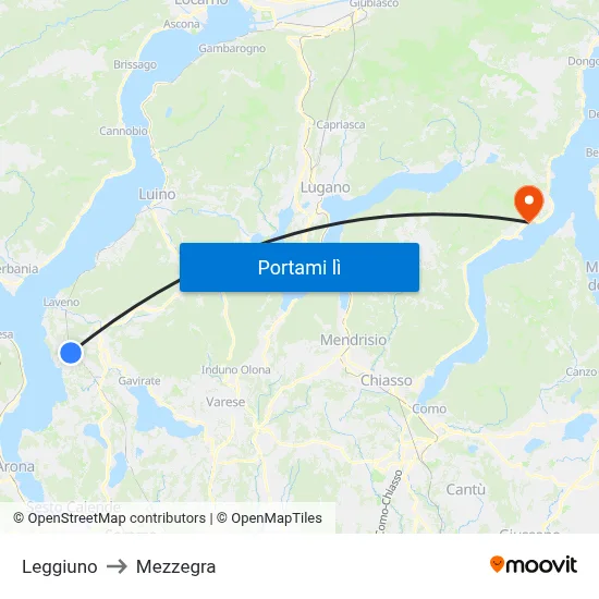Leggiuno to Mezzegra map